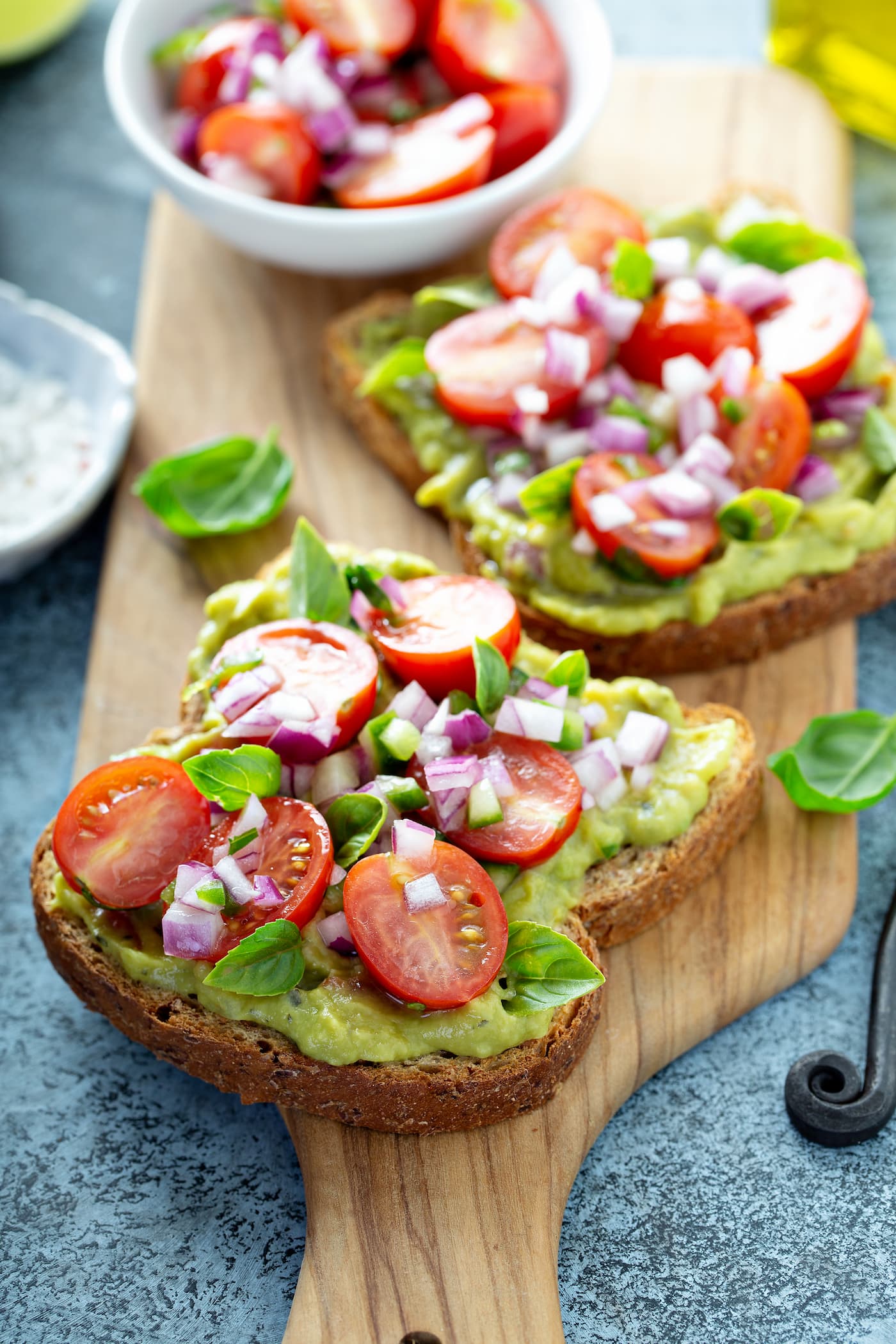 Guacamole and Tomato Spread.