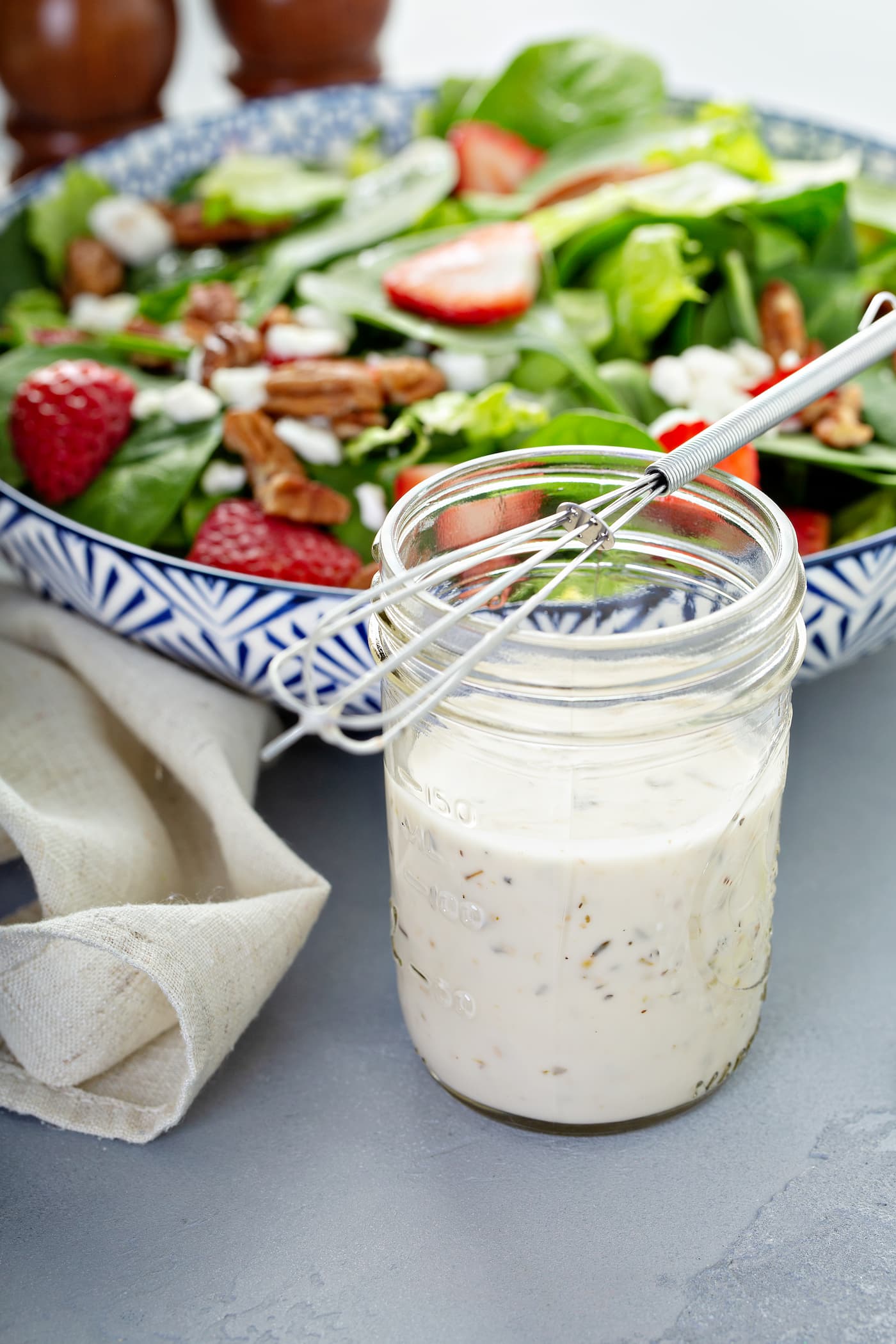 Homemade ranch dressing in a jar.